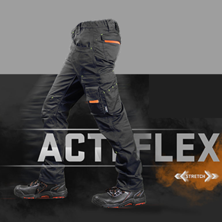 SARA ACTIFLEX 05-25-36 • [stretch hlače/črna-oranžna]