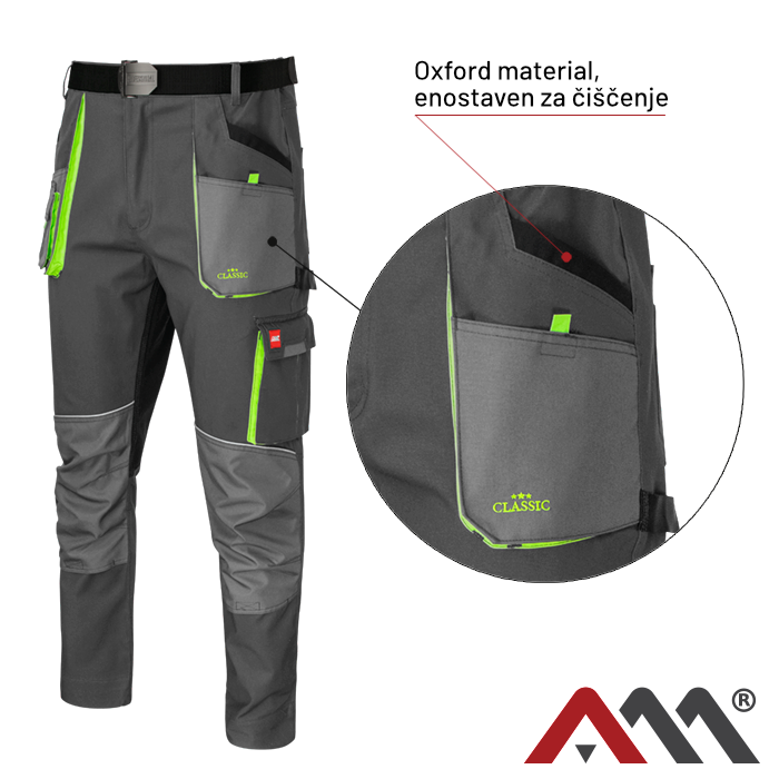 ARTMAS CLASSIC STRETCH SLIM • Zaščitne delovne hlače do pasu • [grafitna-zelena]