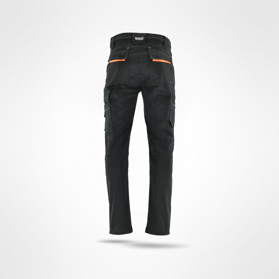 SARA ACTIFLEX 05-25-36 • [stretch hlače/črna-oranžna]