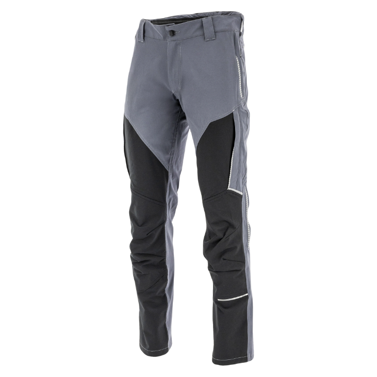 Moške delovne 4XStretch hlače LIGHTFLEX v sivo-črni kombinaciji - pogled od spredaj