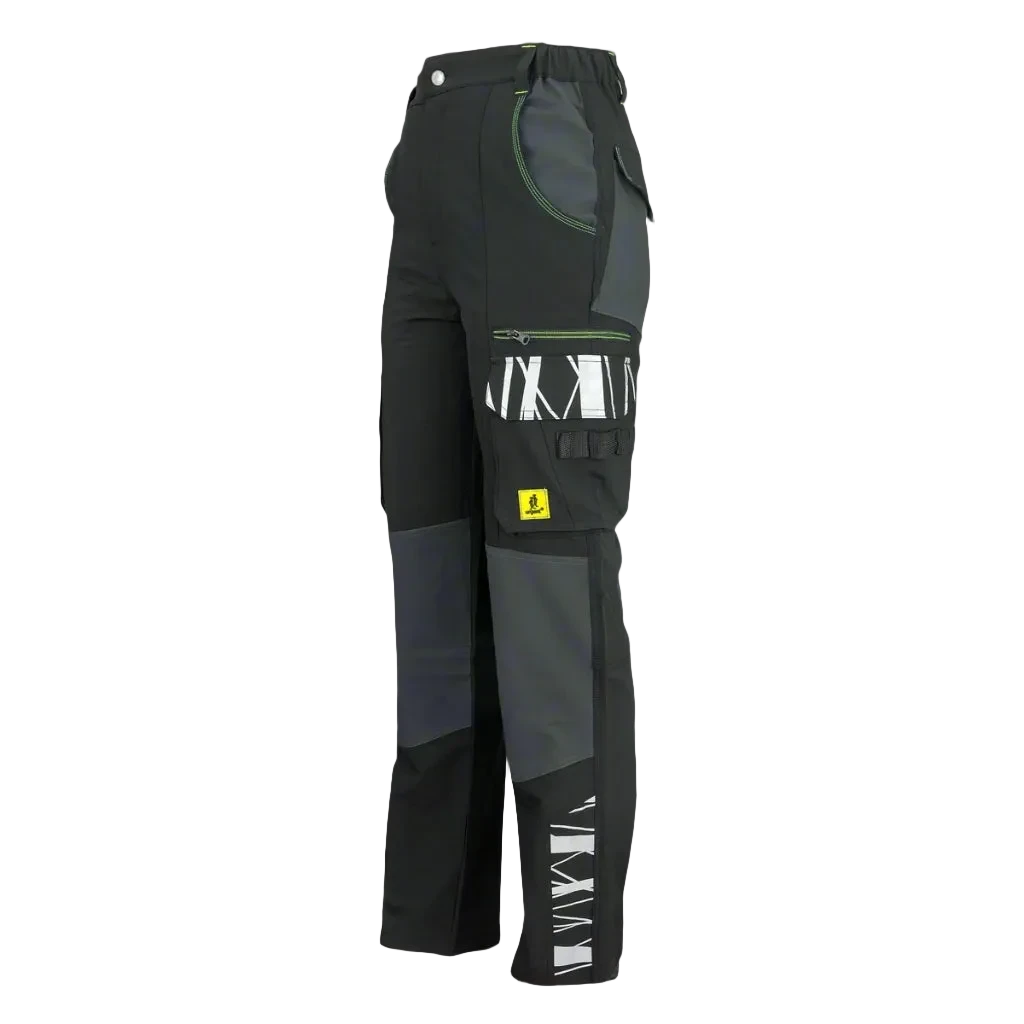 Moške črne softshell delovne hlače Urgent 733 Stretch z zadrgami - pogled od spredaj