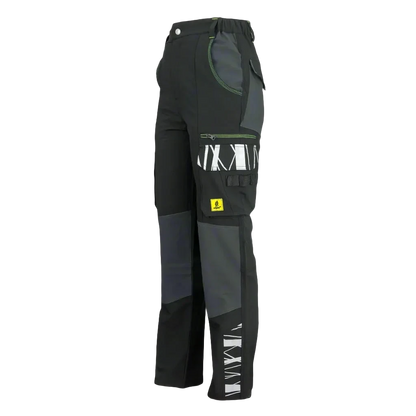 Moške črne softshell delovne hlače Urgent 733 Stretch z zadrgami - pogled od spredaj
