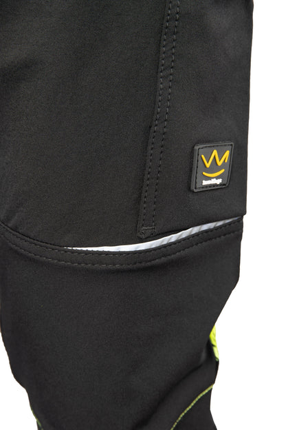 Detajl žepa delovnih softshell hlač Seven Kings Rival črno-rumene