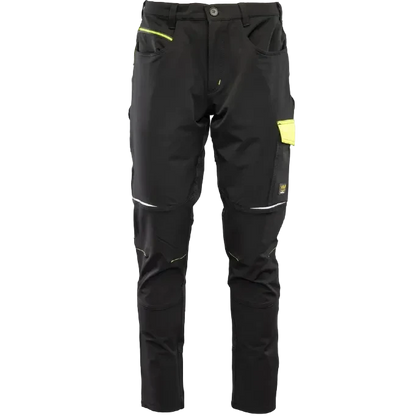 Delovne softshell hlače Seven Kings Rival črno-rumene – sprednji pogled