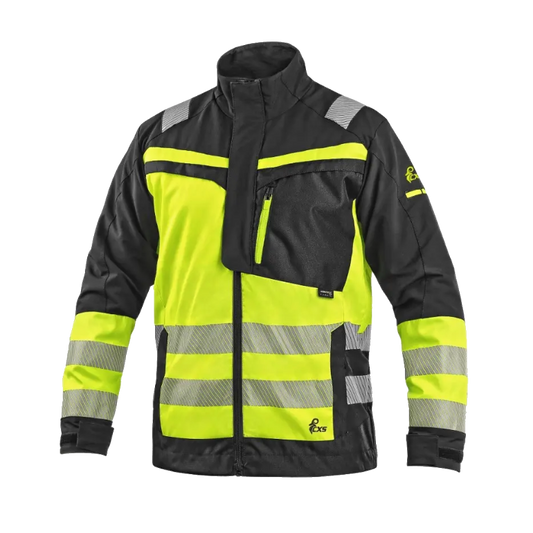 HiVis stretch delovna jakna CXS Naos črno-rumena spredaj