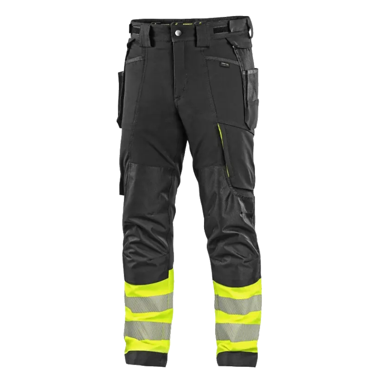 HiVis stretch delovne hlače CXS Naos črno-rumene spredaj