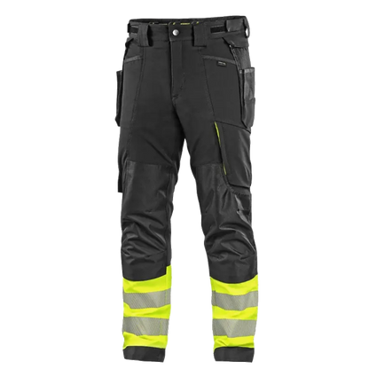 HiVis stretch delovne hlače CXS Naos črno-rumene spredaj