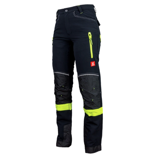 Softshell stretch delovne hlače Urgent 719 črno-rumene spredaj
