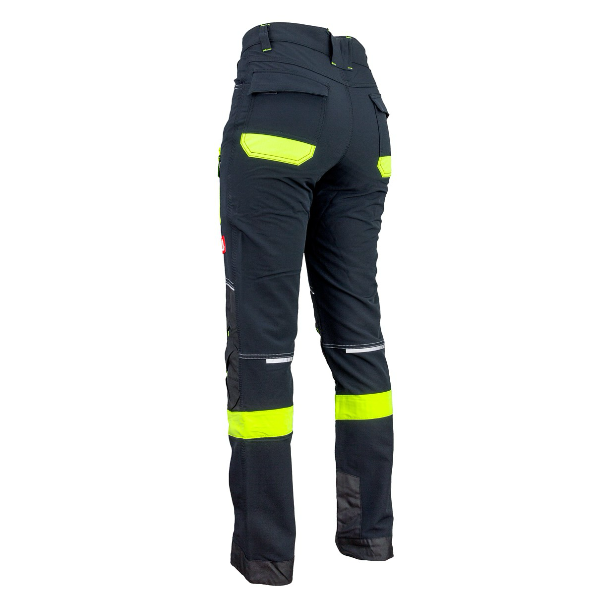 Zadnja stran softshell delovnih hlač Urgent 719 črno-rumene