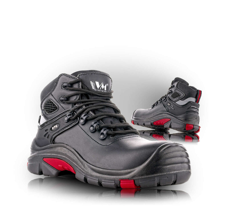 VM FOOTWEAR DALLAS 5430/S3 HRO WR CI • Zaščitni visoki čevlji • [črna-rdeča]