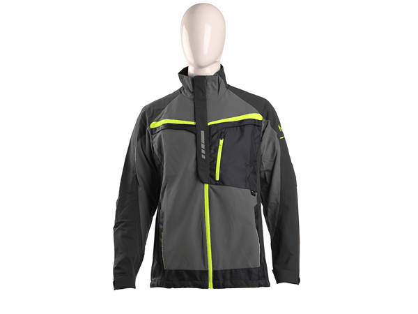 Stretch delovna jakna CXS Naos sivo-rumena 360 prikaz